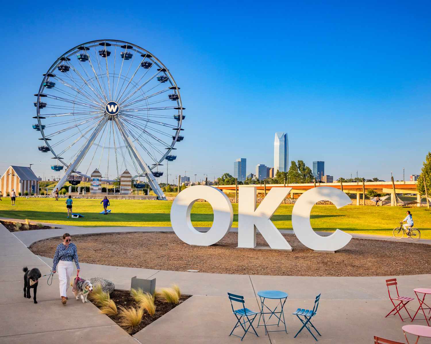 Oklahoma City sign and skyline